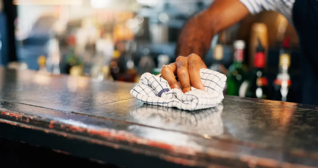 Commercial Cleaning bar counter sanitising adelaide